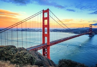 Golden Gate Bridge in San Francisco with special photographic processing