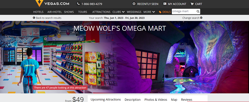 Site dos ingressos para o "supermercado" imersivo Omega Mart
