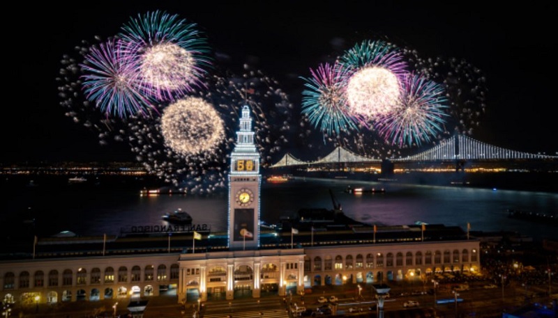 Fogos do Ano Novo em San Francisco