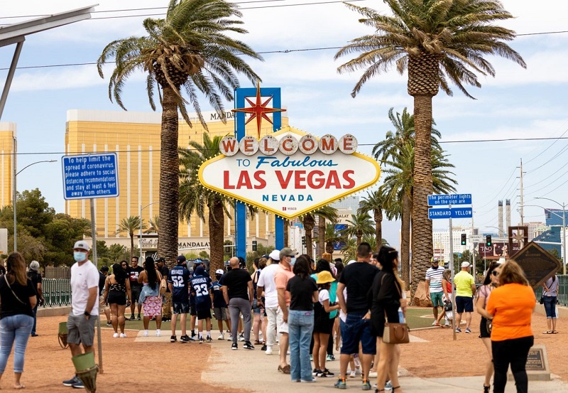 Turistas em Las Vegas no outono